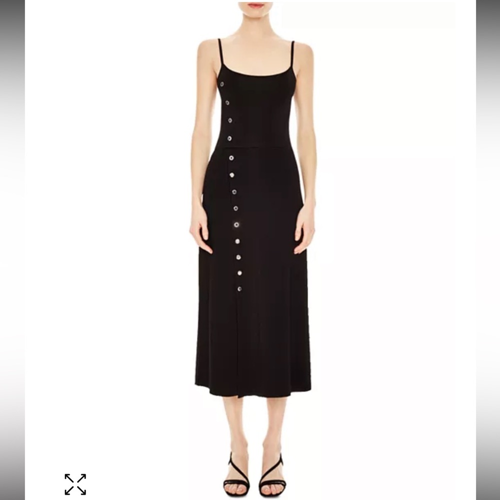 Sandro Black Walace Snap Detail Knit Midi Dress - Picture 2 of 11